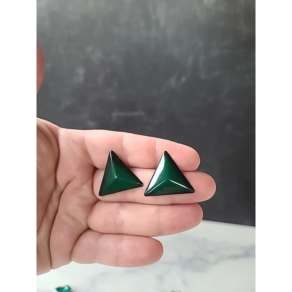 Vintage Green Enamel Stud Earring Lot